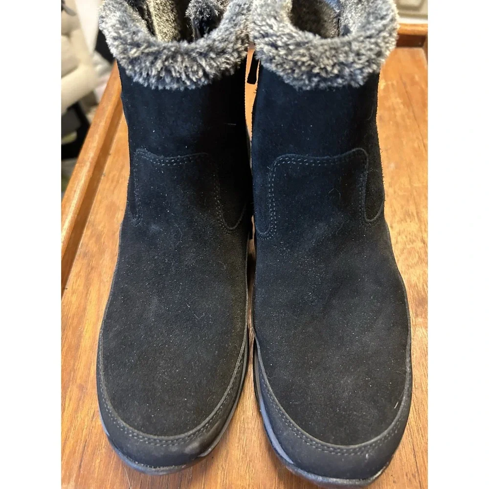 Easy Spirit Ladies Suede Zipper Boots SEEXCEL 10N Black  Shoes Women's